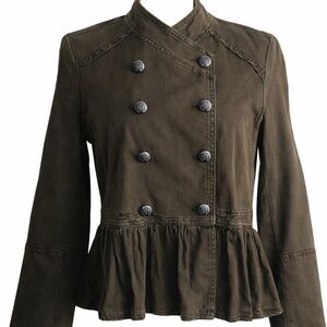 Free People Military Peplum Jacket | Double Breasted Utility Style | Size Medium